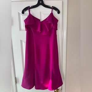 MARINA Fushia Pink Ruffle Cocktail Dress with Invisible Zipper size S